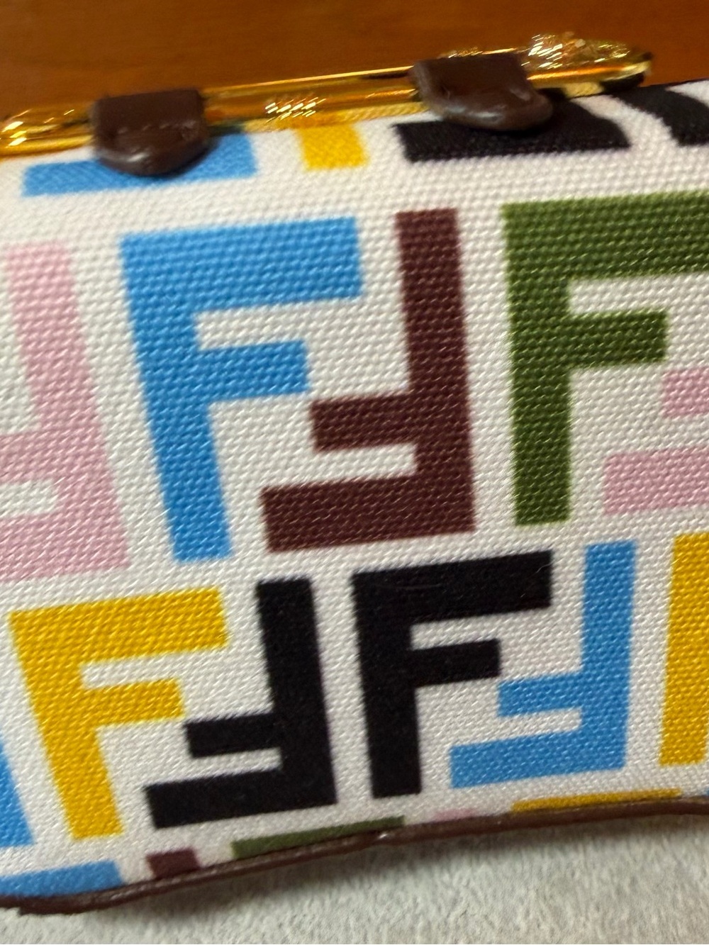 Fendace Multicolor Versace/Fendi Logo Mini Bag with Gold Medusa Accent - Picture 10 of 14